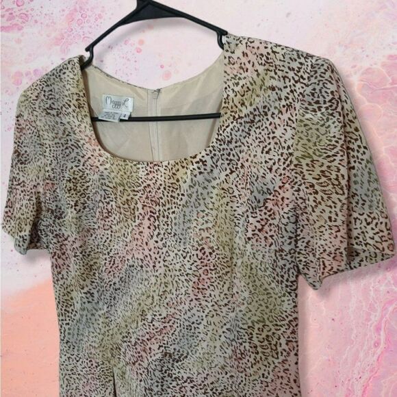 Maggy L Vintage Silk Animal Print Dress sz 4 - Picture 6 of 7